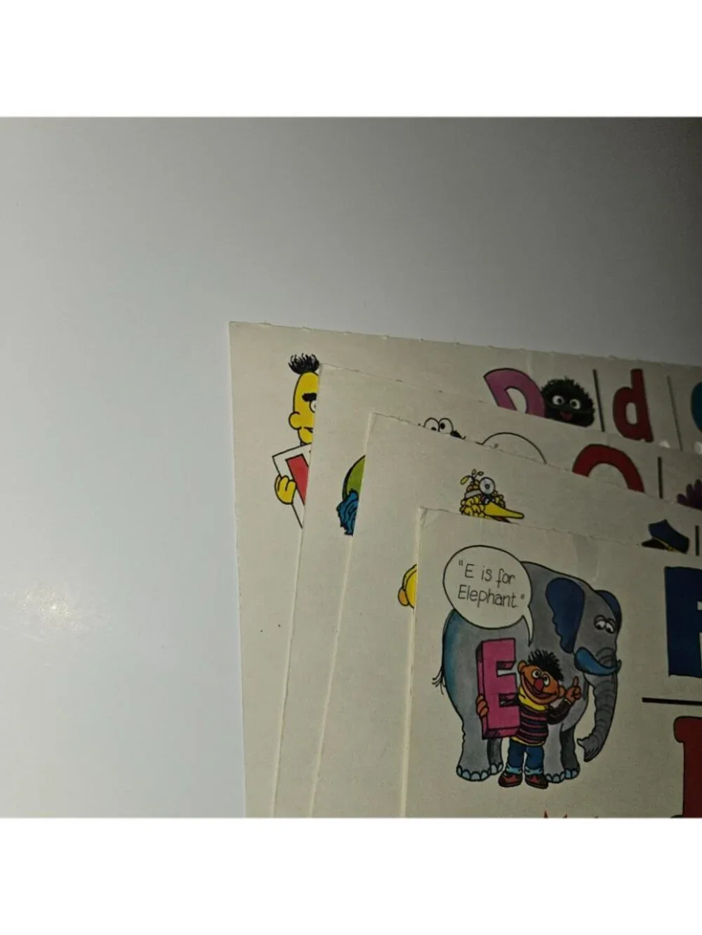 10 VTG Sesame Street Light & Learn Replacement 2-Sided Cards 8x12 Ephemera 1977